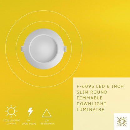 P-6095 6 Inch Round White 10W 2700 Lumens 5CCT Slim Light