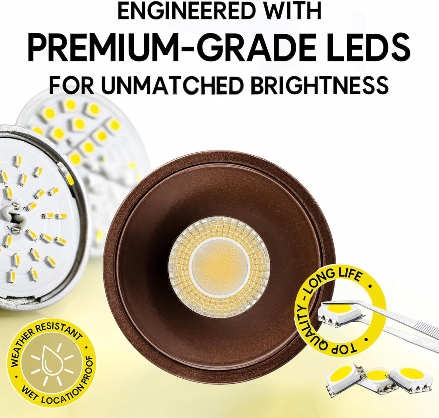 P-7086 3 Inch Millwork Trimless Round Bronze HO 24W, 2100 Lumens 5CCT Recessed Light Non-IC
