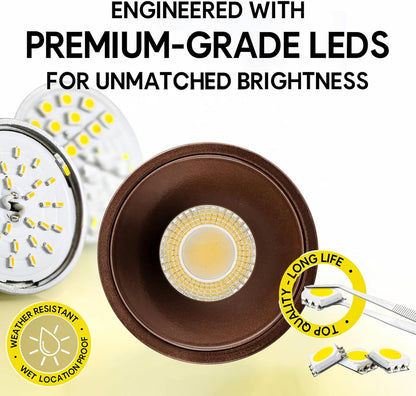 P-7086 3 Inch Millwork Trimless Round Bronze HO 24W, 2100 Lumens 5CCT Recessed Light Non-IC