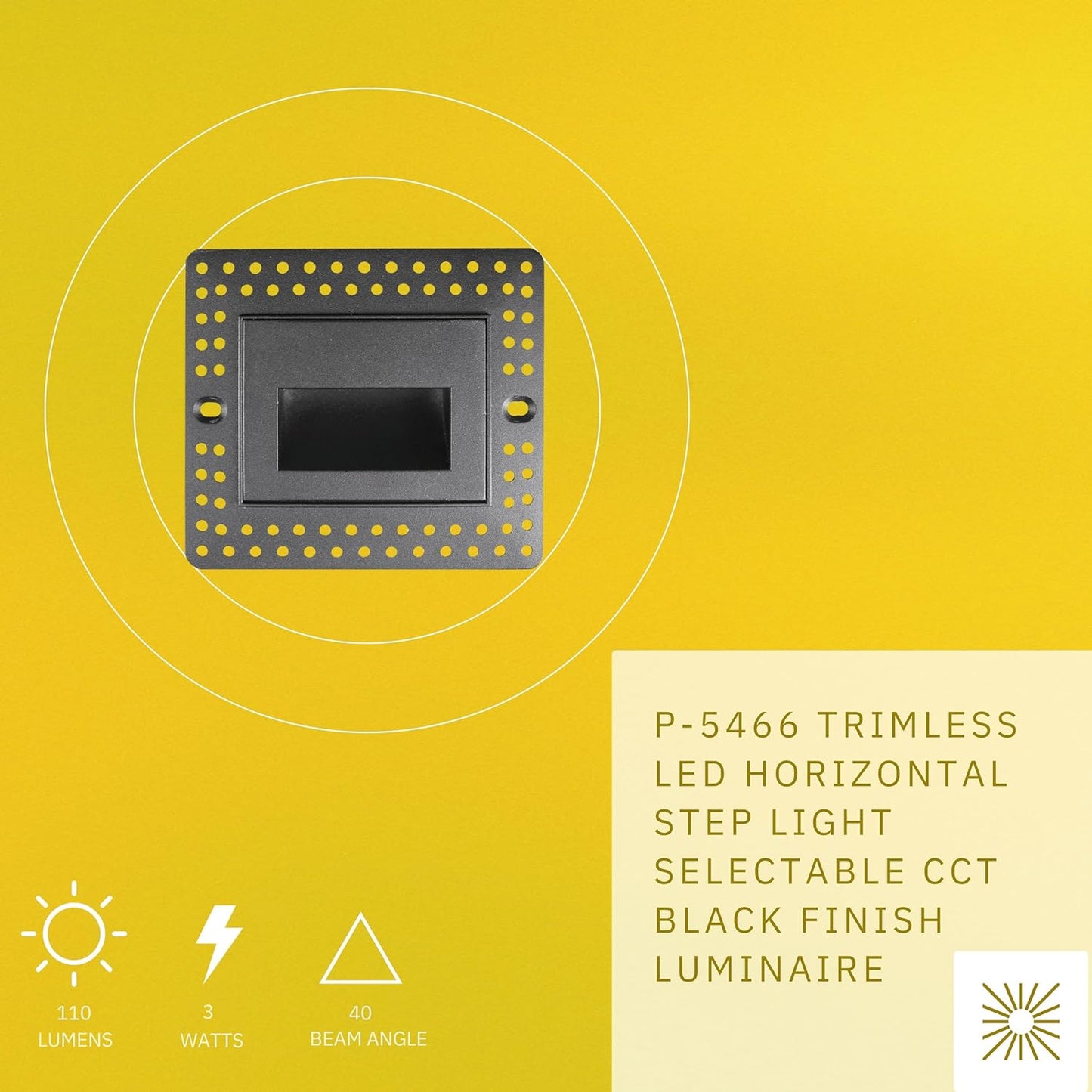 P-5466 Trimless Black 3W 110 Lumens 5CCT Horizontal Step Lights