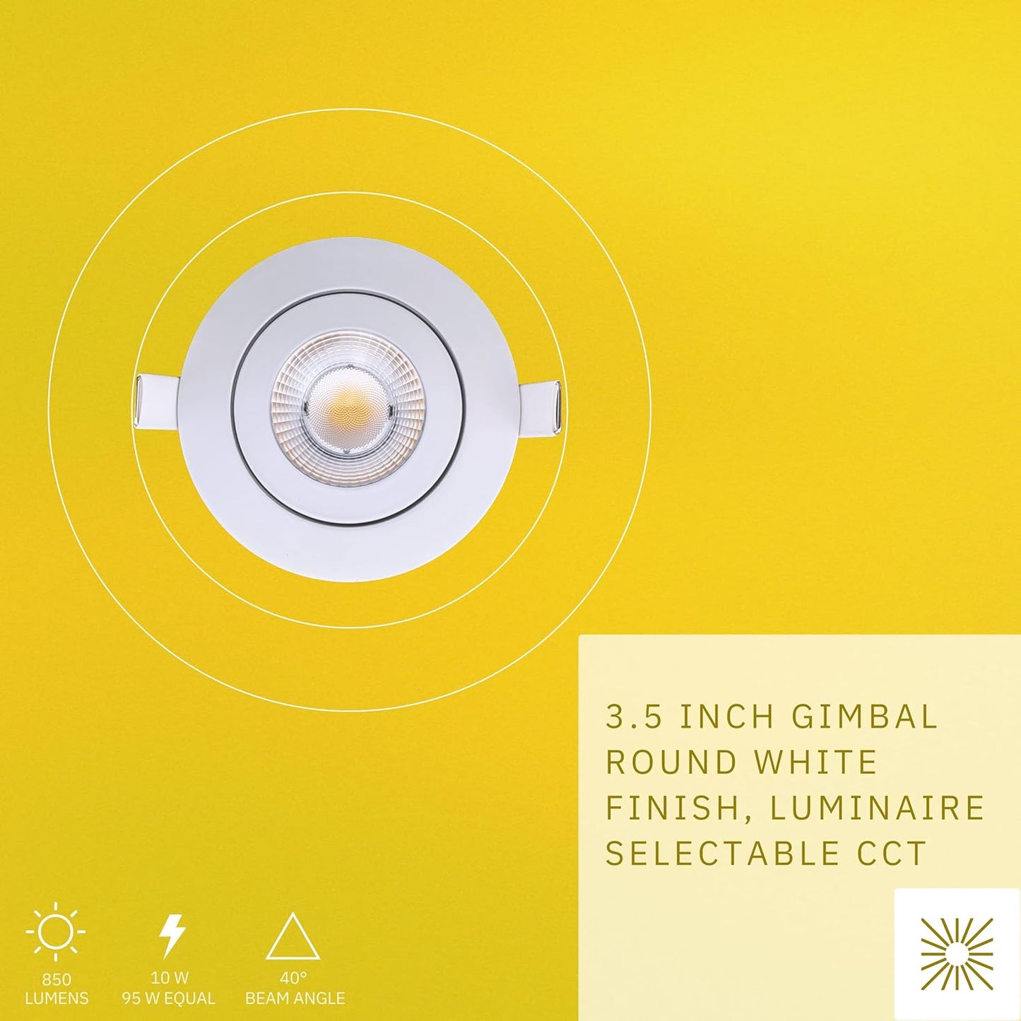 P-6549 3.5 Inch Gimbal Round, White Finish 10 Watts, 850 Lumens 5CCT Recessed Light