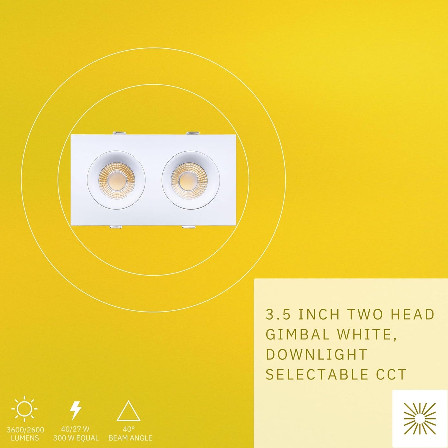 P-6490 3.5 Inch 2 Head Multiple Gimbal, White Finish 40 Watts, 3600 Lumens 5CCT Recessed Light