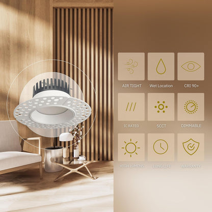 P-5989 3 Inch Trimless Round White 10W 750 Lumens 5CCT Slim Light