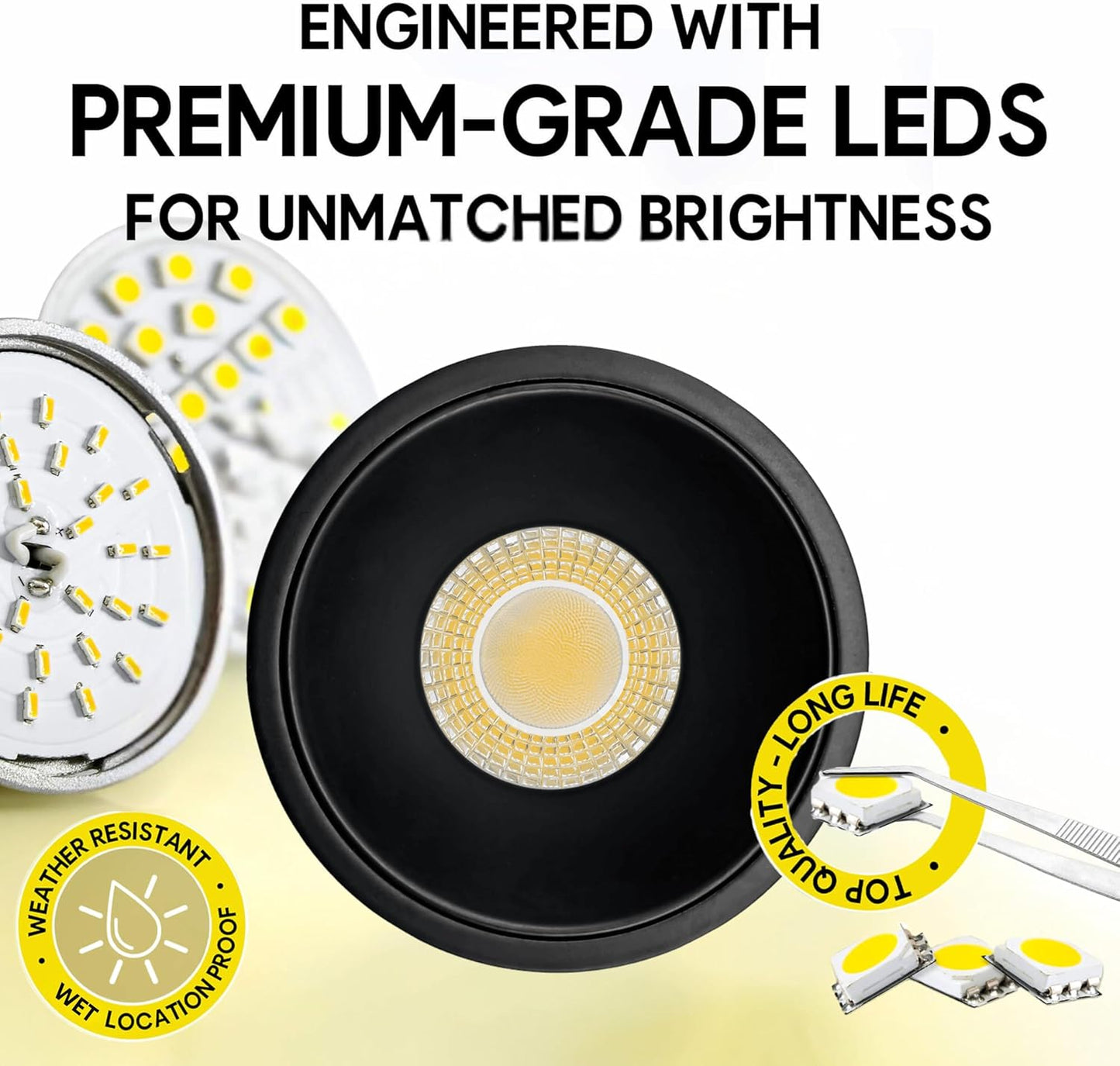 P-7075 3 Inch Millwork Trimless Round Black 9W, 850 Lumens 5CCT Recessed Light