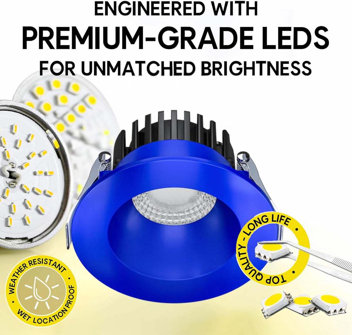P-7540 3 inch Round Blueberry Blue, 8W, 800 Lumens, 5CCT Recessed Light