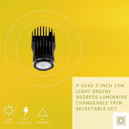 P-6142 3 Inch Engine 15W 1400 Lumens 5CCT Recessed Light