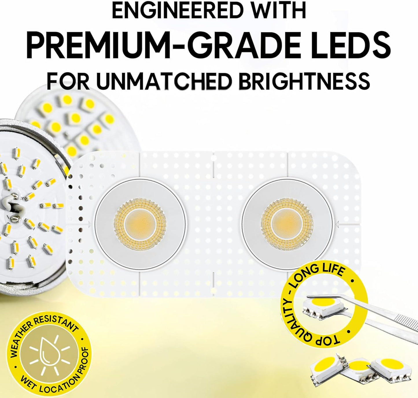 P-7465 4 inch Trimless 2 Head Round White HO, 40/64W, 4000/6000 Lumens, 5CCT Recessed Light