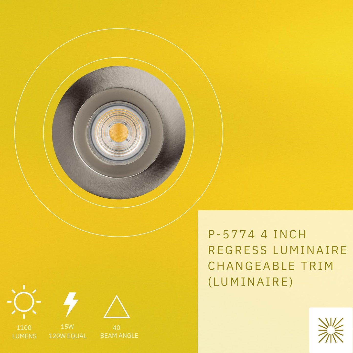 P-5774 4 Inch Round Brushed Nickel 15W 1100 Lumens Warm White 3K Recessed Light