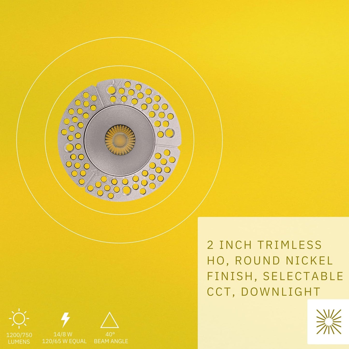 P-6411 2 Inch Trimless Round, Nickel Finish 14 Watts, 1200 Lumens 5CCT Recessed Light