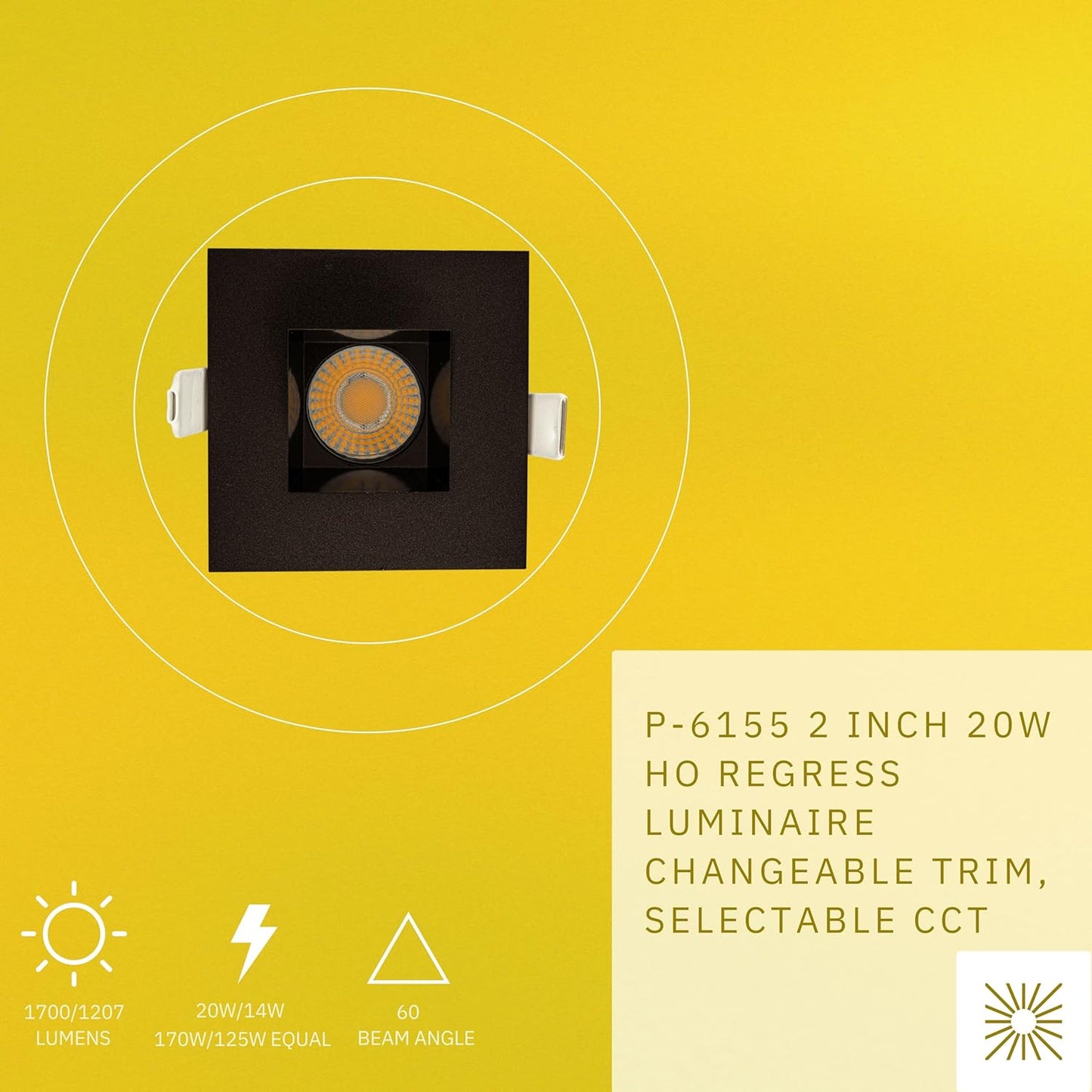P-6155 2 Inch Bronze Square 20W 1700/1200 Lumens 5CCT Recessed Light