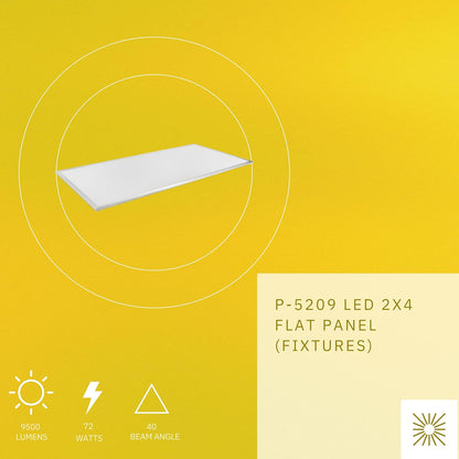 P-5209 2X4 White 72W 9500 Lumens Daylight 6500K Flat Panel Light