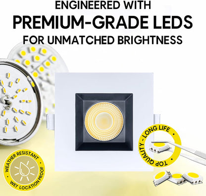 P-7127 3.5 inch Square Two-Tone 15-9W, 1400-900 Lumens 5CCT Recessed Light