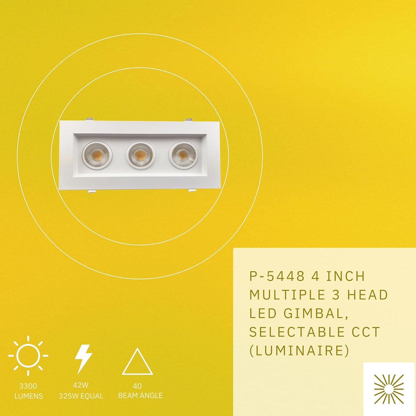 P-5448 4 Inch 3 Head White 42W 3300 Lumens 5CCT Gimbal Light