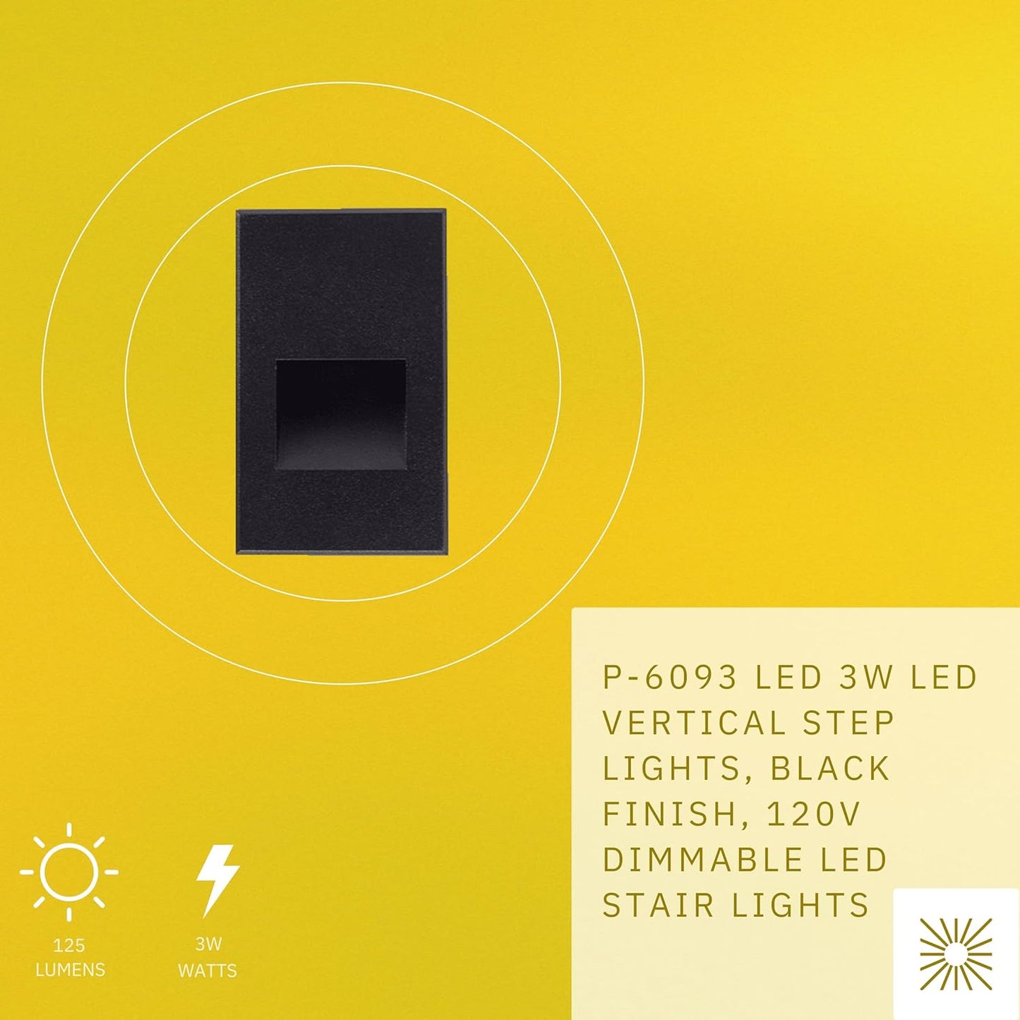 P-6093 Black 3W 125 Lumens 5CCT Vertical Step Lights