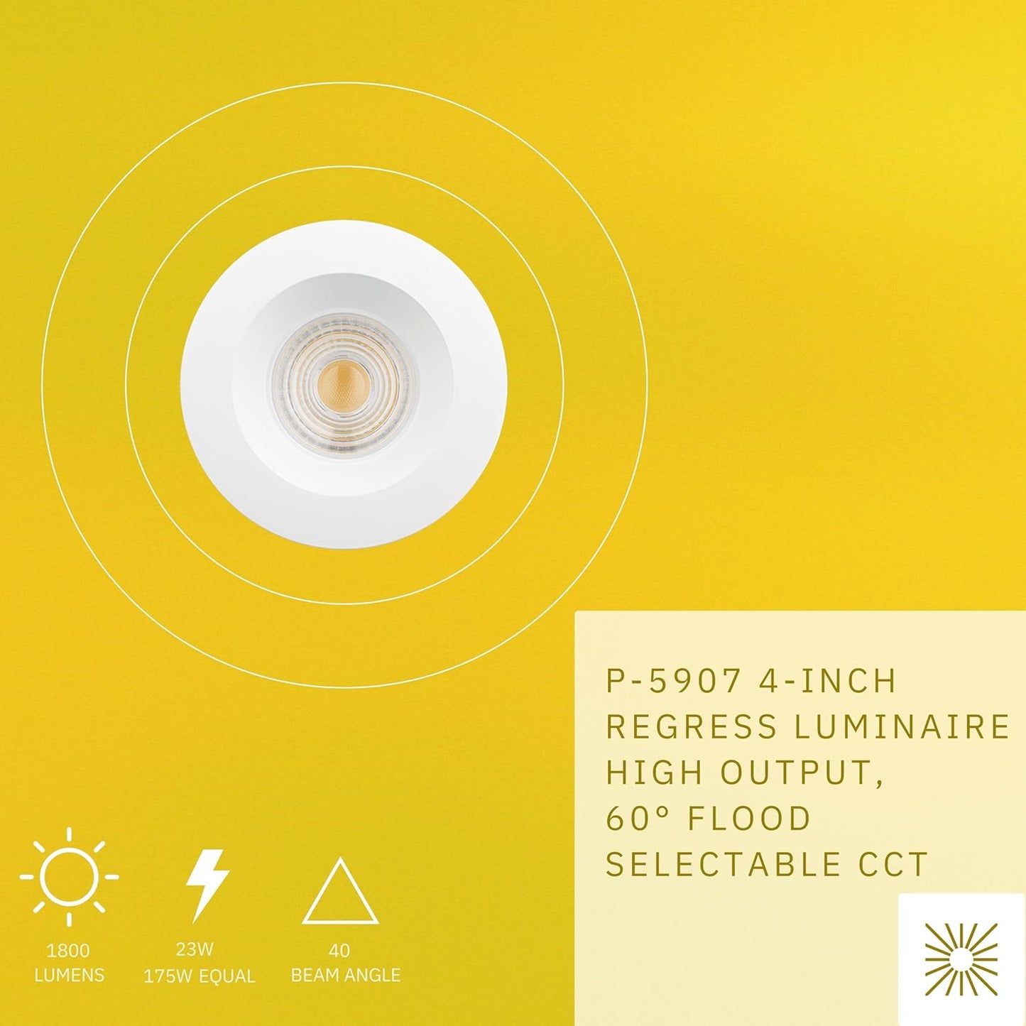 P-5907 4 Inch Round White 23W 1800 Lumens 5CCT Recessed Light