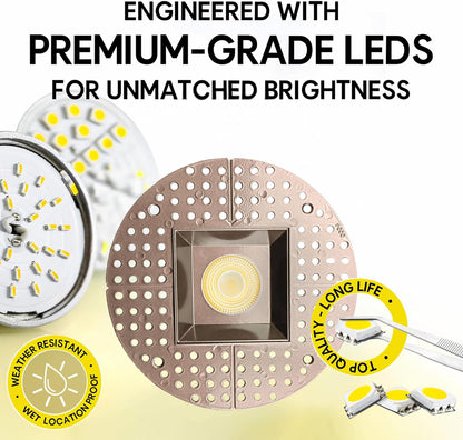 P-7113 3.5 inch Trimless Square Bronze 15-9W, 1400-900 Lumens 5CCT Recessed Light