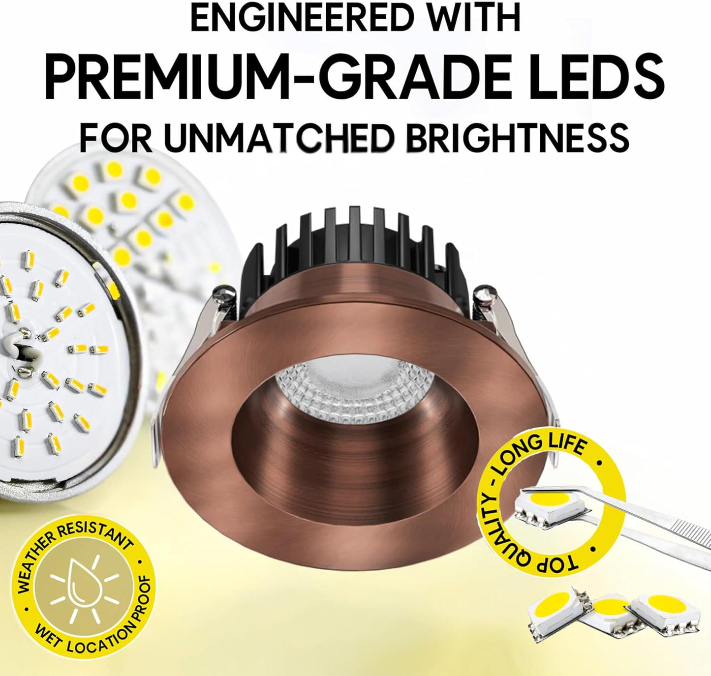 P-7533 3 inch Round Brushed Copper, 8W, 800 Lumens, 5CCT Recessed Light