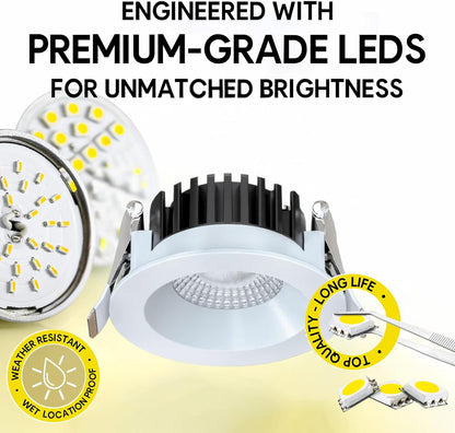 P-7542 3 inch Round White Shallow Trim, 8W, 800 Lumens, 5CCT Recessed Light