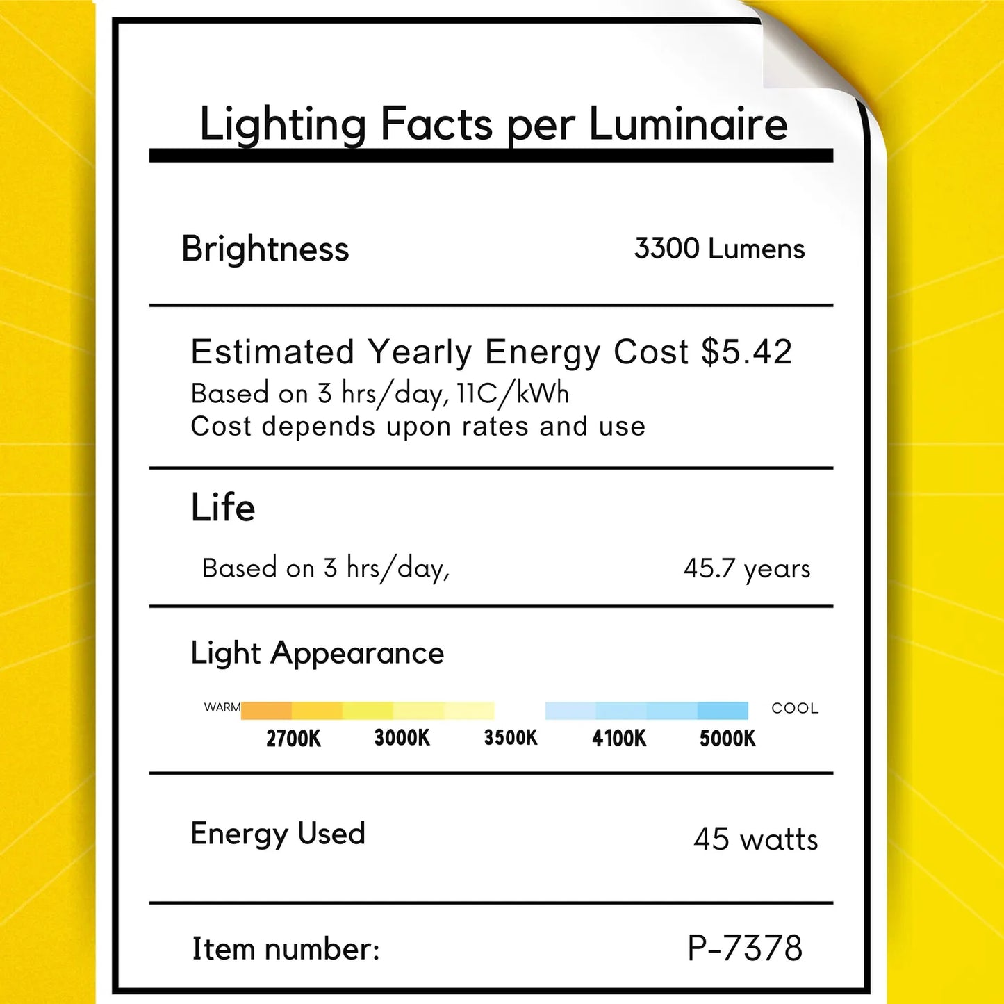 P-7378 1.5 Inch Trimless 3 Head Round White HO, 45W, 3300 Lumens, 5CCT Recessed Light