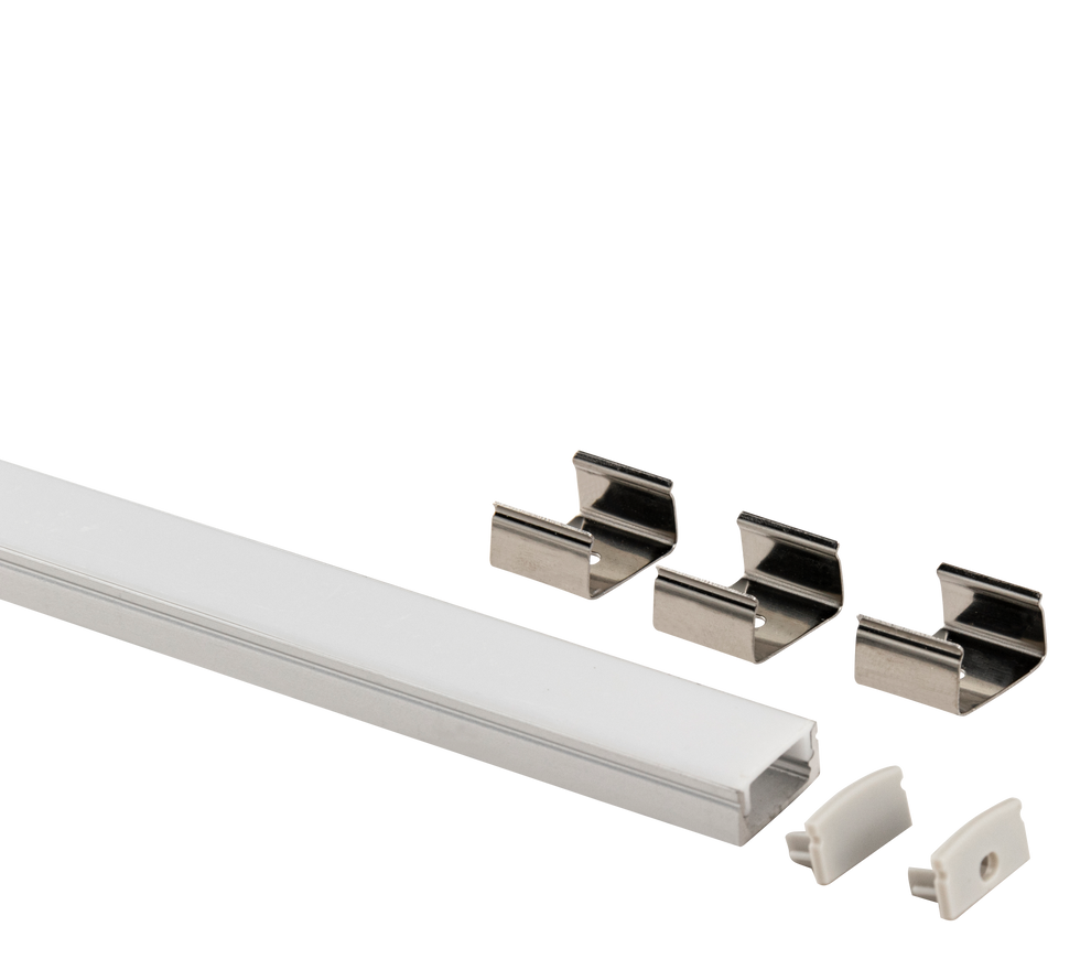 Perlglow P-96321 Silver Finsih Pc opal Cover Material Frosted 1/2" aluminum surface mount channel silver