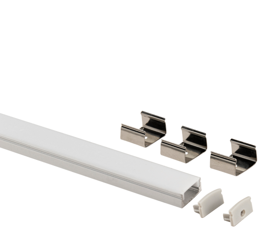 Perlglow P-96321 Silver Finsih Pc opal Cover Material Frosted 1/2" aluminum surface mount channel silver