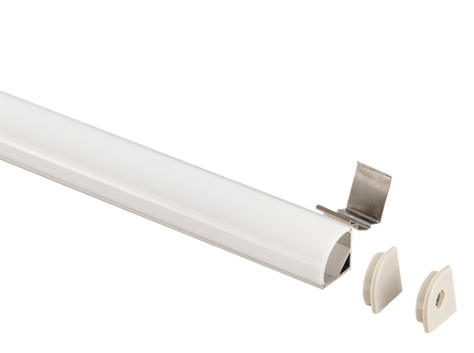 Perlglow P-96323 Silver Finsih Pc opal Cover Material Frosted 1/2" aluminum surface mount corner channel