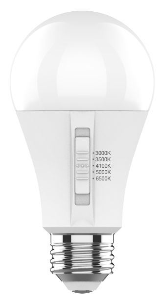 Perlglow 12 Watts A19 Shape E26 Base Type 1100 Lumens Frosted LED Light Bulb 30,35,41,50,65K Selectable CCT