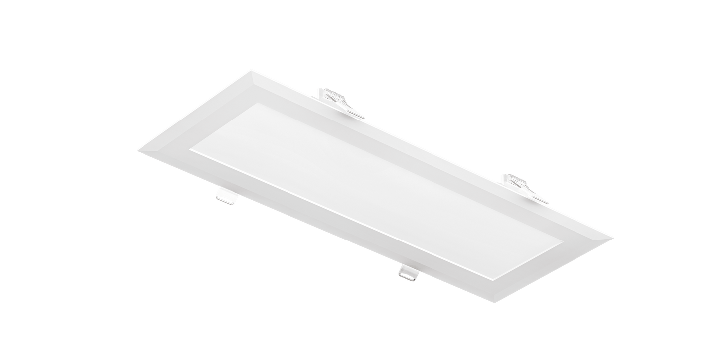 Perlglow 4X1 20W 1600 Lumens Frosted White Finish Rectangle Shape Trimmed Style Wet Rated Selectable CCT 27,30,35,41,50K Rectangular Flushed Slim