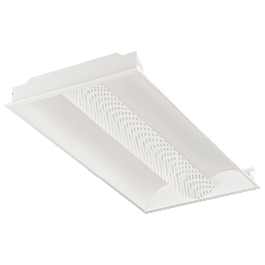 Perlglow 2X4 50/60/70W 5750/6900/8050 Lumens Frosted Wet Rated Selectable CCT 30,35,41,50,65K Indirect Center Net Basket Troffer + Em