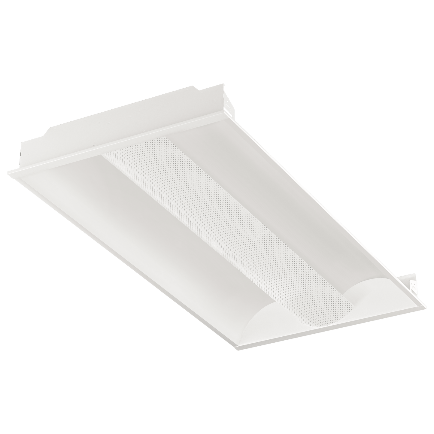 Perlglow 2X4 50/60/70W 5750/6900/8050 Lumens Frosted Wet Rated Selectable CCT 30,35,41,50,65K Indirect Center Net Basket Troffer