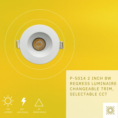 P-5014 2 Inch Round White Finish 8W 700 Lumens 5CCT Recessed Light