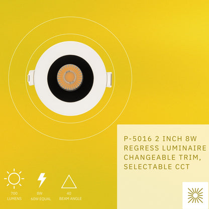 P-5016 2 Inch Two-Tone Round 8W 700 Lumens 5CCT Recessed Light