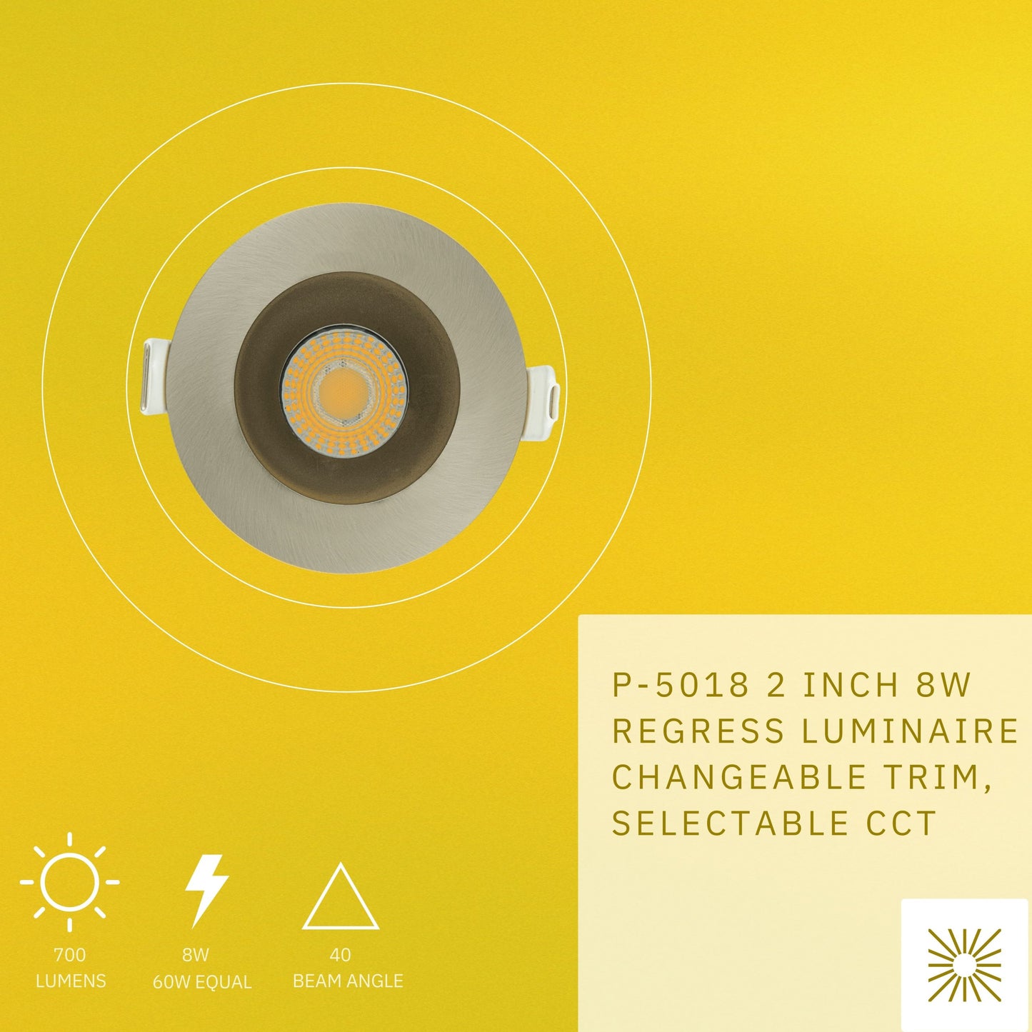P-5018 2 Inch Round Brushed Nickel 8W 700 Lumens 5CCT Recessed Light