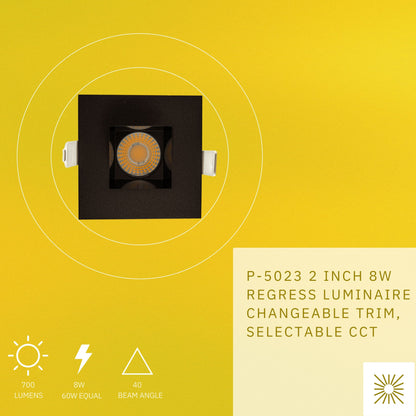 P-5023 2 Inch Square Bronze Finish 8W 700 Lumens 5CCT Recessed Light