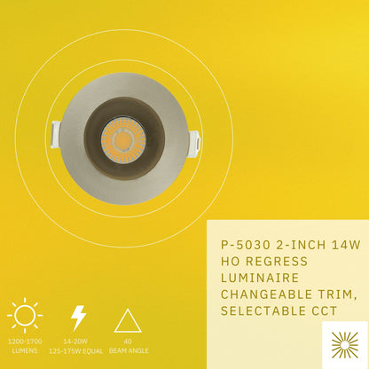 P-5030 2 Inch Round Brushed Nickel 14/20W,1200/1700 Lumens 5CCT Recessed Light