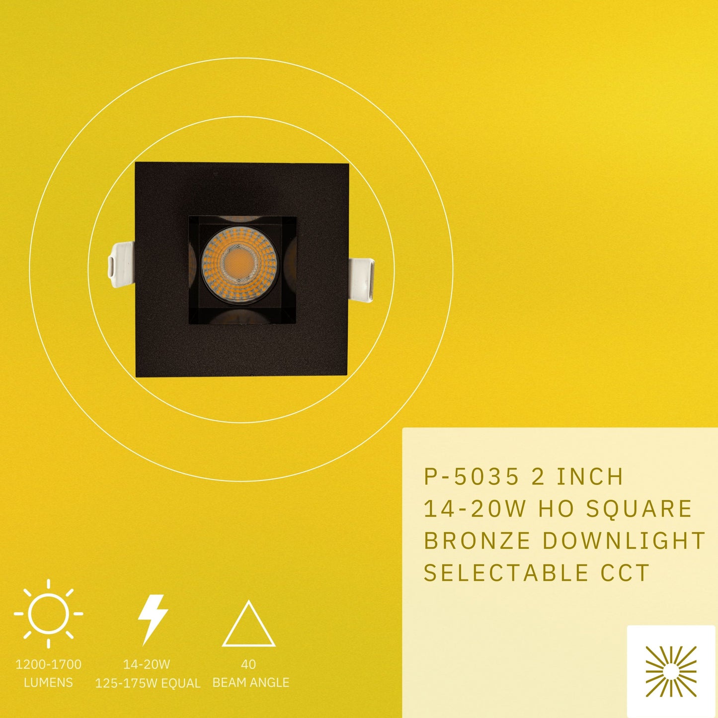 P-5035 2 Inch Square Bronze 14/20W 1200/1700 Lumens 5CCT Recessed Light