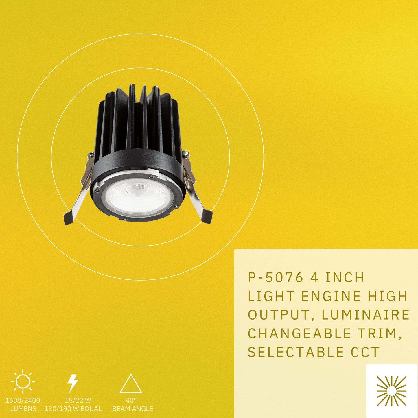 P-5076 4 Inch 15/22W,1600/2400 Lumens 5CCT Light Engine