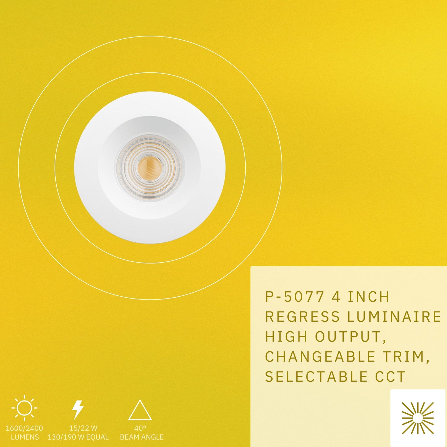 P-5077 4 Inch Round White 15/22W,1600/2400 Lumens 5CCT Recessed Light
