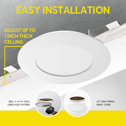 P-5140 4 Inch Round White 12W 1000 Lumens 5CCT Slim Ultra-Thin light