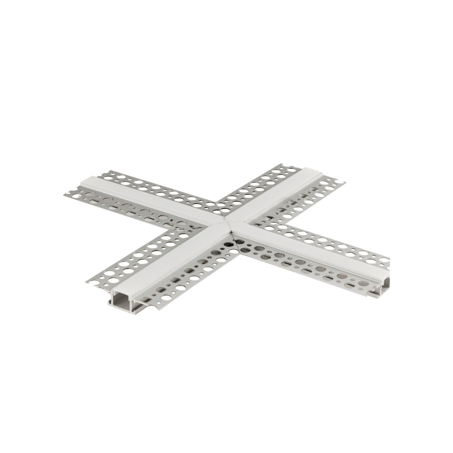 P-5278 Trimless LED Recessed Aluminum X Corner Connector, Tape Light Size 14mm, Length 10.5 Inch X 10.5 Inch