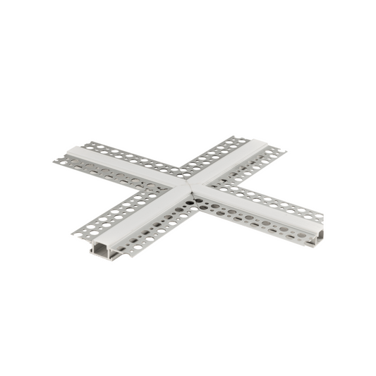 P-5278 Trimless LED Recessed Aluminum X Corner Connector, Tape Light Size 14mm, Length 10.5 Inch X 10.5 Inch