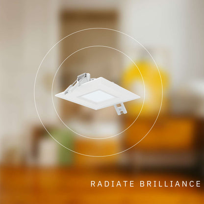 P-5836 3 Inch Square White 6W 400 Lumens Warm White 3000k Slim Light