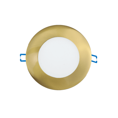 P-5874 3 Inch Round Brushed Brass 8W 500 Lumens 5CCT Slim Ultra-Thin Light