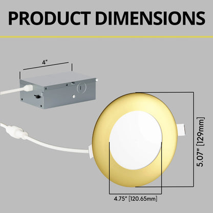 P-5879 4 Inch Round Brushed Brass 12W 1000 Lumens 5CCT Slim Ultra-Thin Light