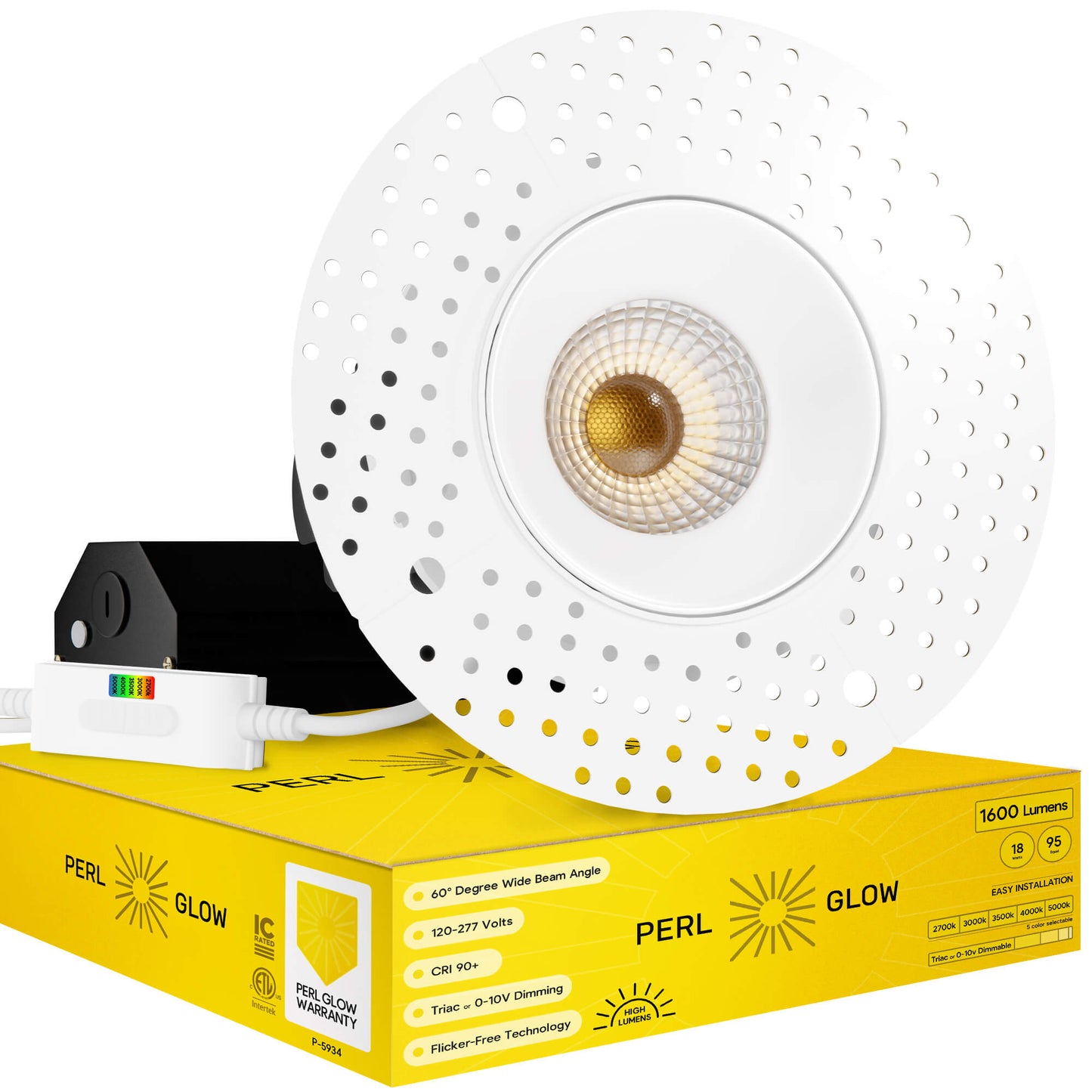 P-5934 3.5-inch Trimless Round 18W 1600 Lumens 5CCT Recessed Light