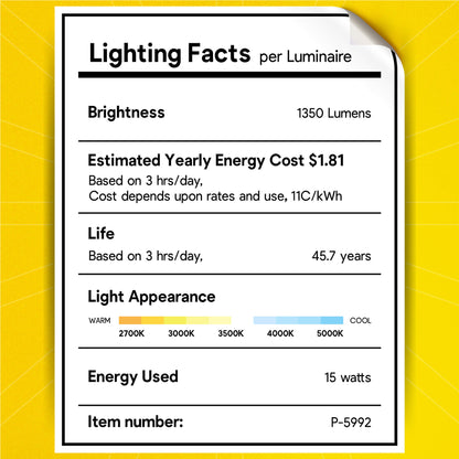 P-5992 4 Inch Trimless Square White 15W 1300 Lumens 5CCT Slim Light