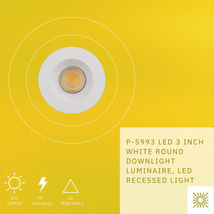 P-5993 3 Inch White Round 9W 850 Lumens 5CCT Recessed Light