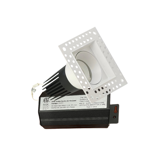 P-6077 3 Inch Trimless Square White 14W 1100 Lumens 5CCT Recessed Light