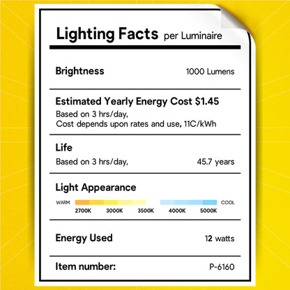 P-6160 3 Inch Trimless White Round 12W 1000 Lumens 5CCT Gimbal Light
