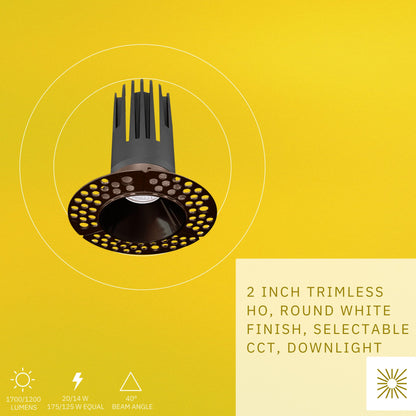 P-6354 2 Inch Trimless Round Bronze 14/20W, 1200/1700 Lumens 5CCT Recessed Light